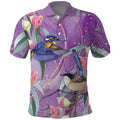 Australia Epilepsy Awareness Polo Shirt Purple Fairy Wren with Eucalyptus Flowers - Aussie Hoodie