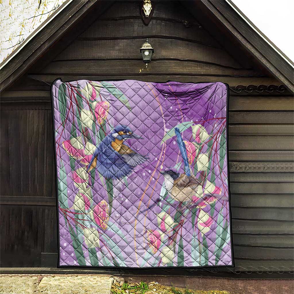 Australia Epilepsy Awareness Quilt Purple Fairy Wren with Eucalyptus Flowers - Aussie Hoodie