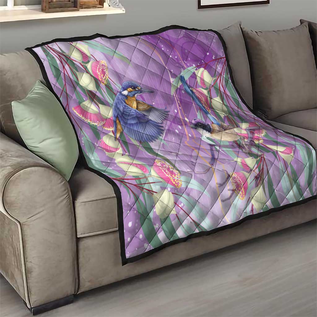 Australia Epilepsy Awareness Quilt Purple Fairy Wren with Eucalyptus Flowers - Aussie Hoodie