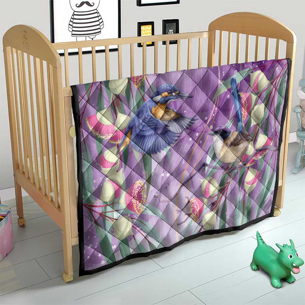 Australia Epilepsy Awareness Quilt Purple Fairy Wren with Eucalyptus Flowers - Aussie Hoodie
