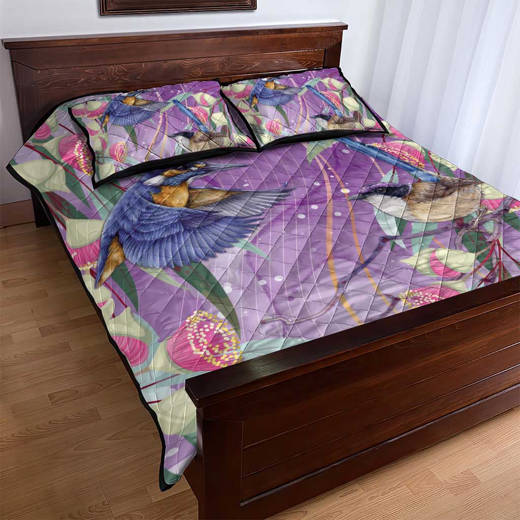 Australia Epilepsy Awareness Quilt Bed Set Purple Fairy Wren with Eucalyptus Flowers - Aussie Hoodie