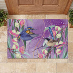 Australia Epilepsy Awareness Rubber Doormat Purple Fairy Wren with Eucalyptus Flowers - Aussie Hoodie