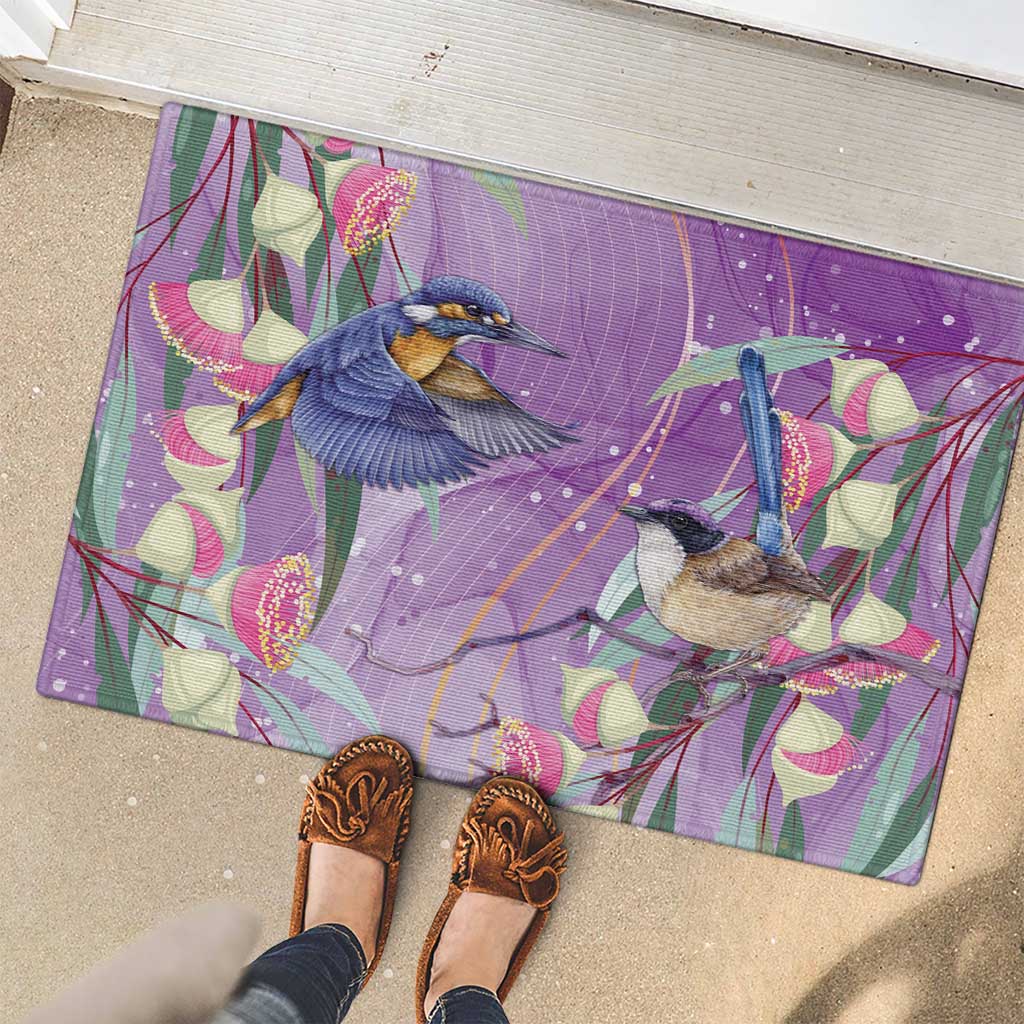 Australia Epilepsy Awareness Rubber Doormat Purple Fairy Wren with Eucalyptus Flowers - Aussie Hoodie