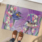 Australia Epilepsy Awareness Rubber Doormat Purple Fairy Wren with Eucalyptus Flowers - Aussie Hoodie