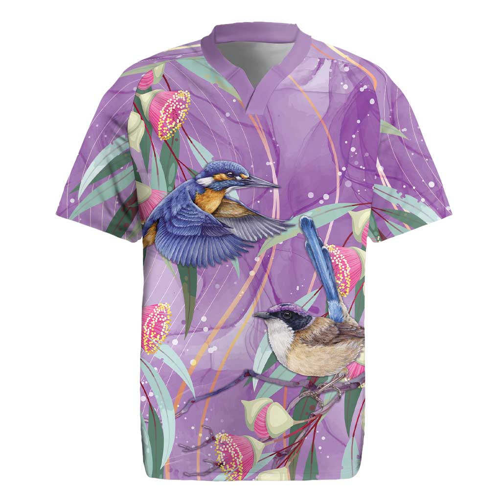 Australia Epilepsy Awareness Rugby Jersey Purple Fairy Wren with Eucalyptus Flowers - Aussie Hoodie