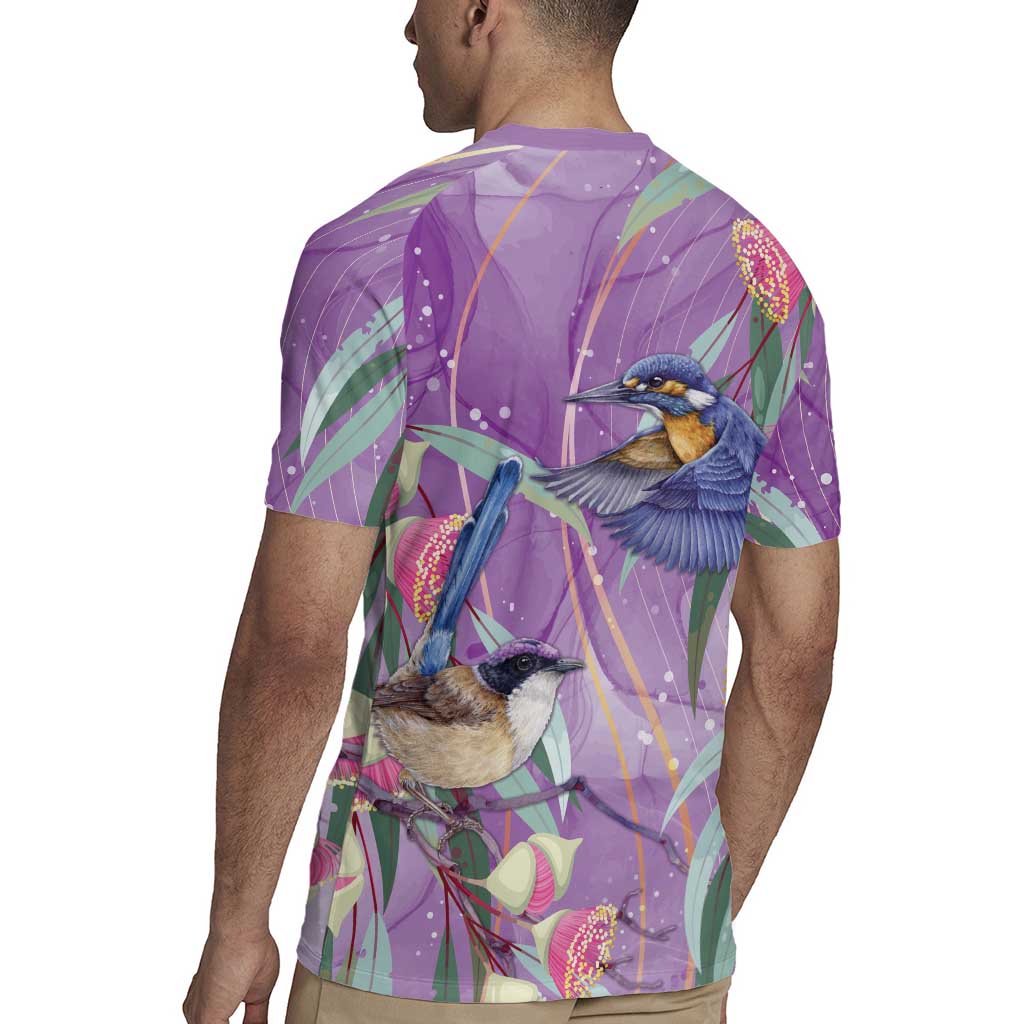 Australia Epilepsy Awareness Rugby Jersey Purple Fairy Wren with Eucalyptus Flowers - Aussie Hoodie