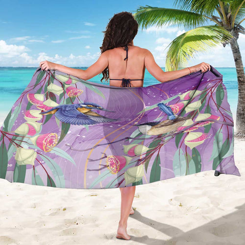 Australia Epilepsy Awareness Sarong Purple Fairy Wren with Eucalyptus Flowers - Aussie Hoodie
