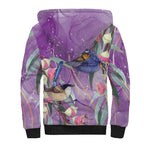 Australia Epilepsy Awareness Sherpa Hoodie Purple Fairy Wren with Eucalyptus Flowers - Aussie Hoodie