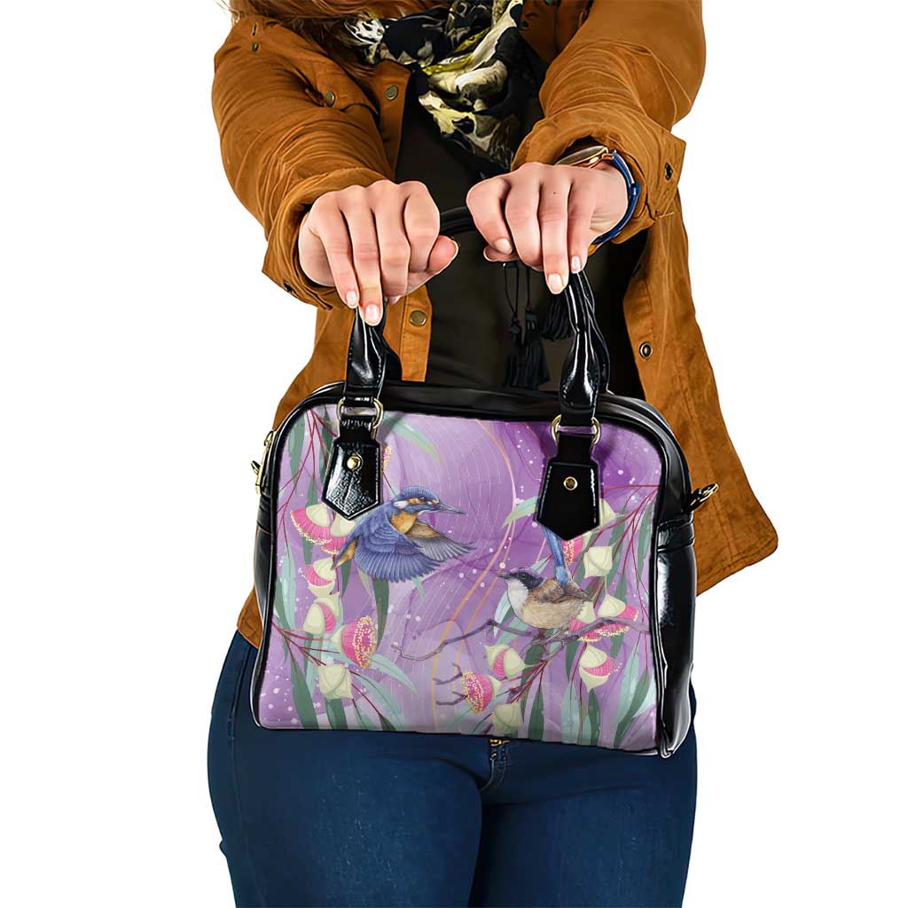 Australia Epilepsy Awareness Shoulder Handbag Purple Fairy Wren with Eucalyptus Flowers - Aussie Hoodie
