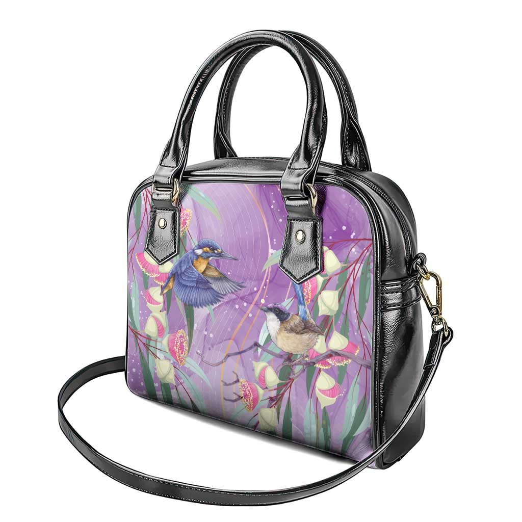 Australia Epilepsy Awareness Shoulder Handbag Purple Fairy Wren with Eucalyptus Flowers - Aussie Hoodie
