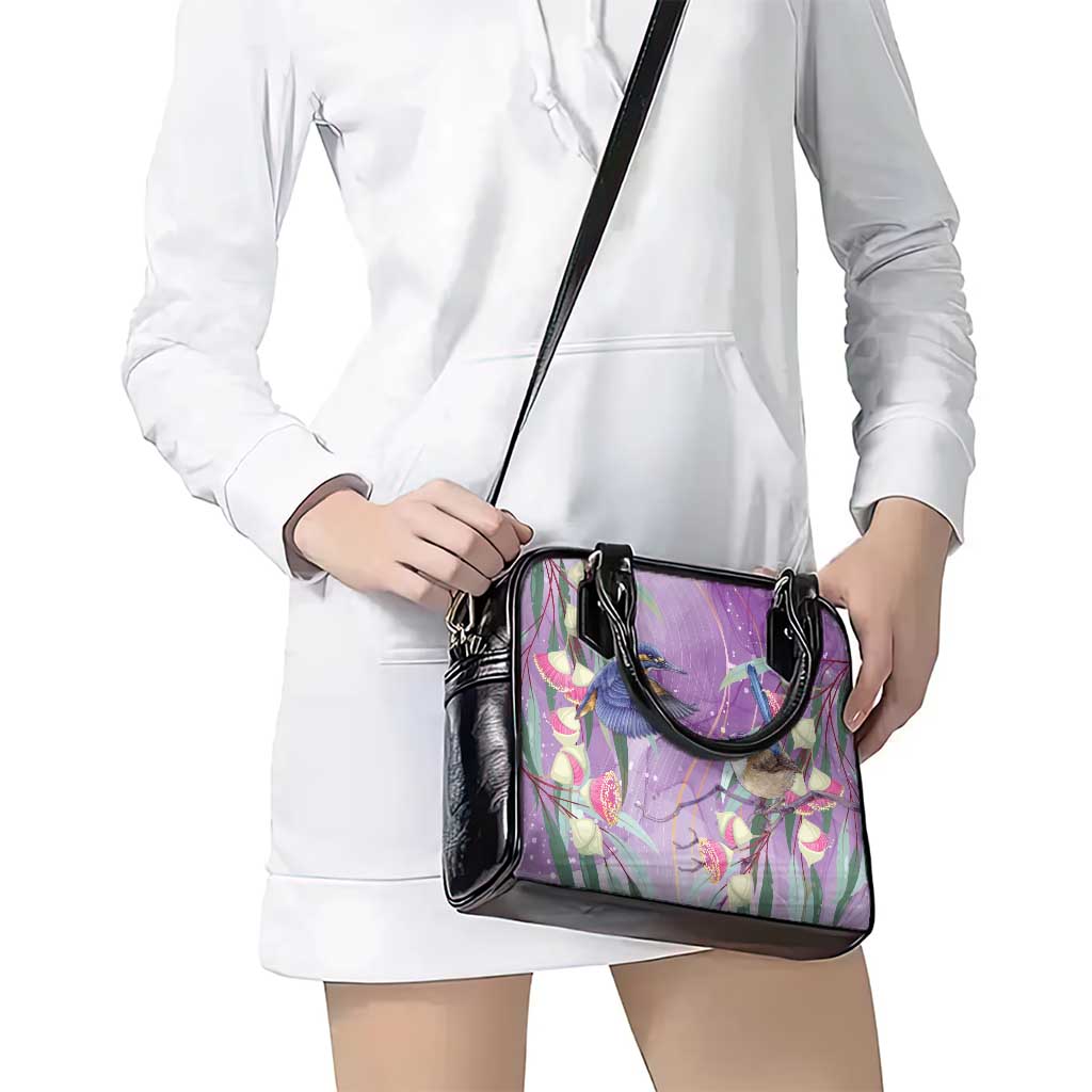 Australia Epilepsy Awareness Shoulder Handbag Purple Fairy Wren with Eucalyptus Flowers - Aussie Hoodie