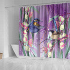 Australia Epilepsy Awareness Shower Curtain Purple Fairy Wren with Eucalyptus Flowers - Aussie Hoodie