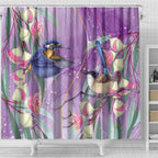 Australia Epilepsy Awareness Shower Curtain Purple Fairy Wren with Eucalyptus Flowers - Aussie Hoodie