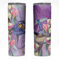 Australia Epilepsy Awareness Skinny Tumbler Purple Fairy Wren with Eucalyptus Flowers - Aussie Hoodie