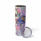 Australia Epilepsy Awareness Skinny Tumbler Purple Fairy Wren with Eucalyptus Flowers - Aussie Hoodie