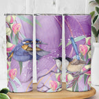 Australia Epilepsy Awareness Skinny Tumbler Purple Fairy Wren with Eucalyptus Flowers - Aussie Hoodie
