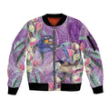 Australia Epilepsy Awareness Sleeve Zip Bomber Jacket Purple Fairy Wren with Eucalyptus Flowers - Aussie Hoodie