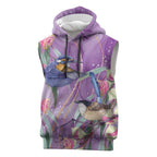 Australia Epilepsy Awareness Sleeveless Hoodie Purple Fairy Wren with Eucalyptus Flowers - Aussie Hoodie