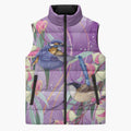 Australia Epilepsy Awareness Sleeveless Puffer Jacket Purple Fairy Wren with Eucalyptus Flowers - Aussie Hoodie