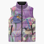 Australia Epilepsy Awareness Sleeveless Puffer Jacket Purple Fairy Wren with Eucalyptus Flowers - Aussie Hoodie