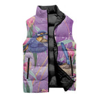 Australia Epilepsy Awareness Sleeveless Puffer Jacket Purple Fairy Wren with Eucalyptus Flowers - Aussie Hoodie