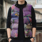 Australia Epilepsy Awareness Sleeveless Puffer Jacket Purple Fairy Wren with Eucalyptus Flowers - Aussie Hoodie