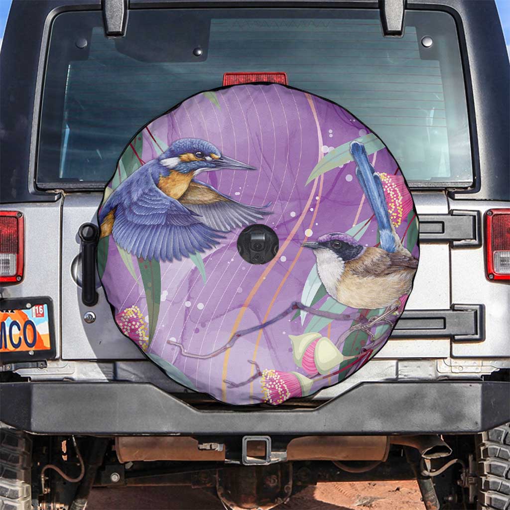 Australia Epilepsy Awareness Spare Tire Cover Purple Fairy Wren with Eucalyptus Flowers - Aussie Hoodie