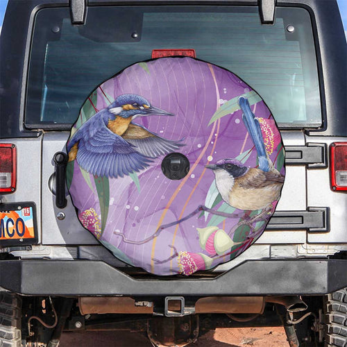 Australia Epilepsy Awareness Spare Tire Cover Purple Fairy Wren with Eucalyptus Flowers - Aussie Hoodie