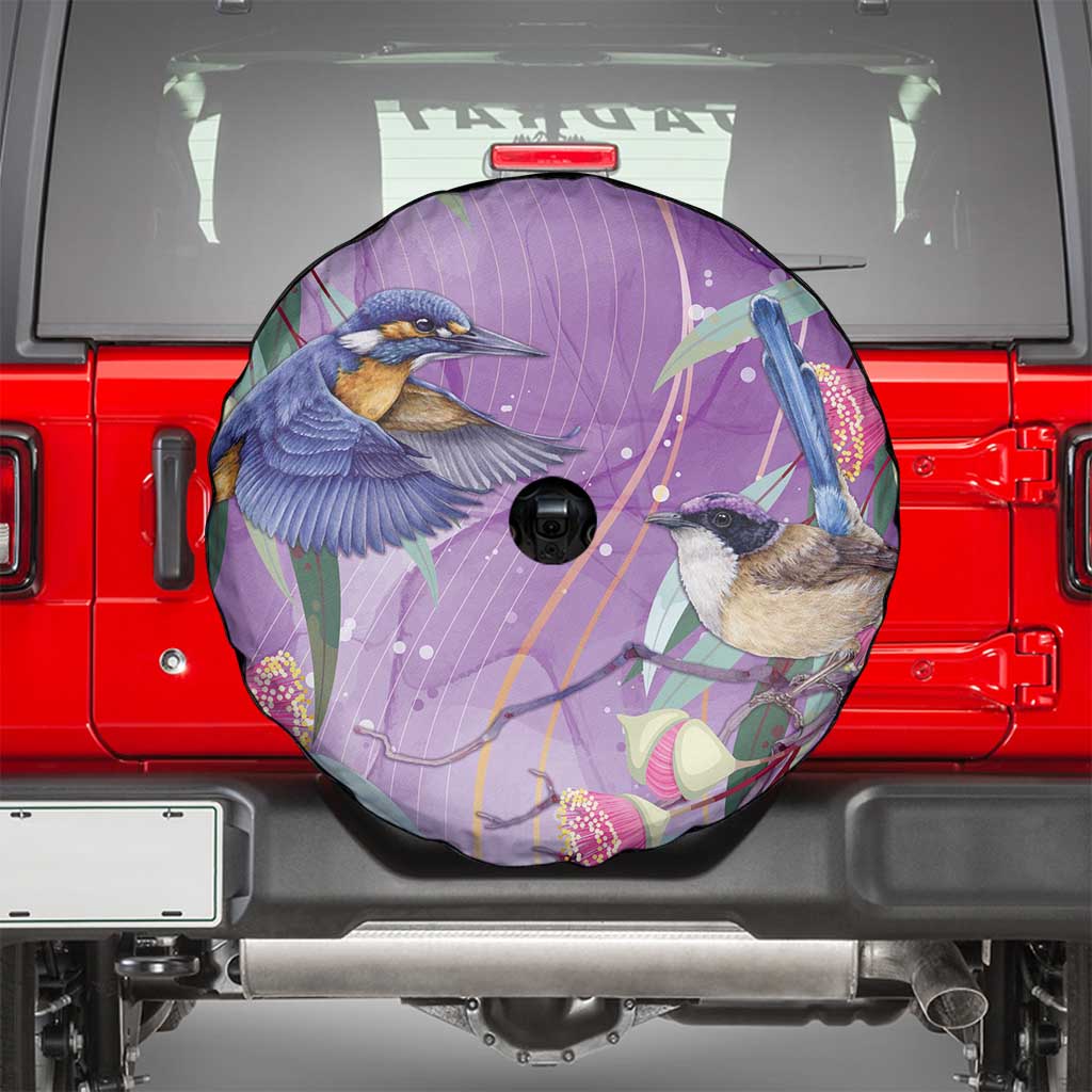 Australia Epilepsy Awareness Spare Tire Cover Purple Fairy Wren with Eucalyptus Flowers - Aussie Hoodie
