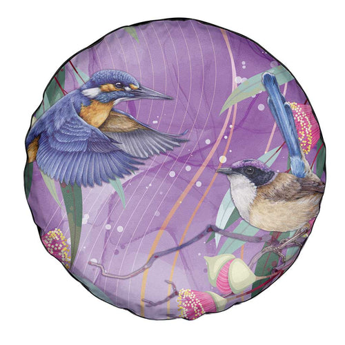 Australia Epilepsy Awareness Spare Tire Cover Purple Fairy Wren with Eucalyptus Flowers - Aussie Hoodie