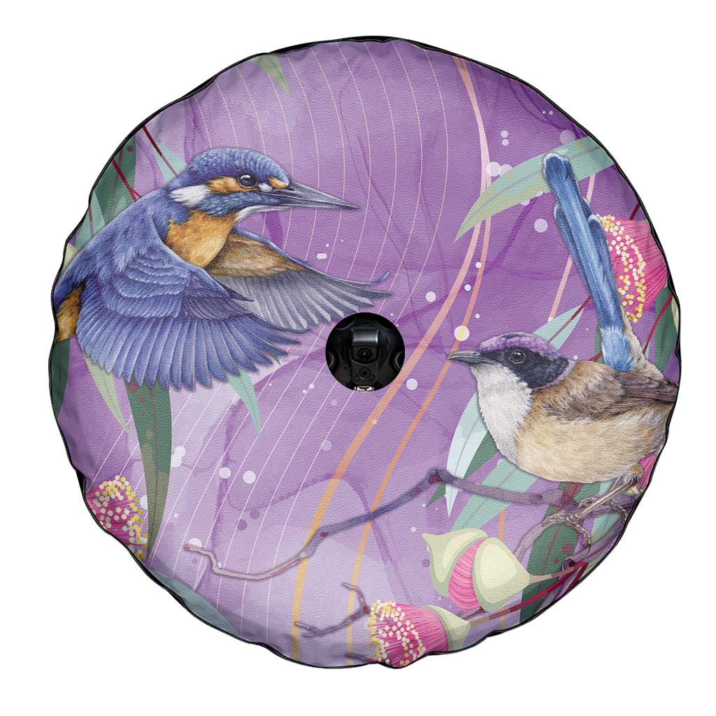 Australia Epilepsy Awareness Spare Tire Cover Purple Fairy Wren with Eucalyptus Flowers - Aussie Hoodie