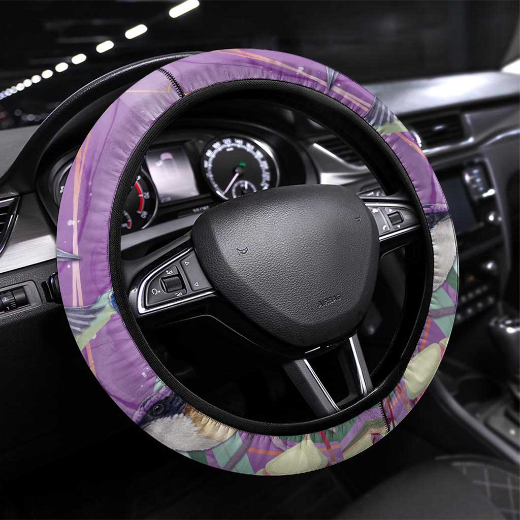 Australia Epilepsy Awareness Steering Wheel Cover Purple Fairy Wren with Eucalyptus Flowers - Aussie Hoodie