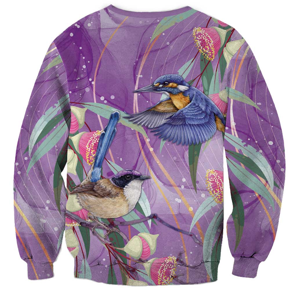 Australia Epilepsy Awareness Sweatshirt Purple Fairy Wren with Eucalyptus Flowers - Aussie Hoodie