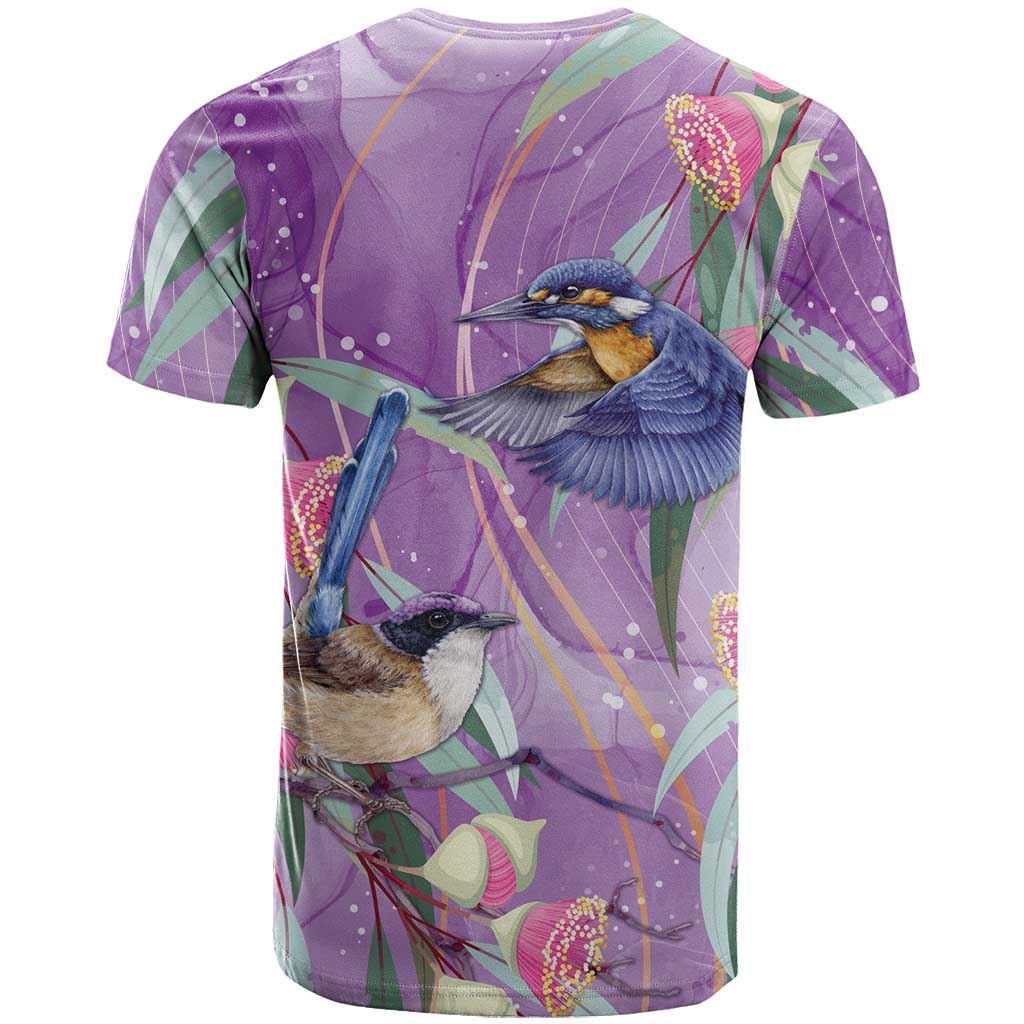 Australia Epilepsy Awareness T Shirt Purple Fairy Wren with Eucalyptus Flowers - Aussie Hoodie