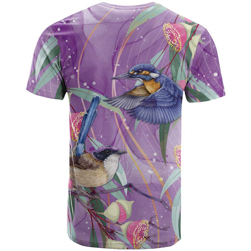Australia Epilepsy Awareness T Shirt Purple Fairy Wren with Eucalyptus Flowers - Aussie Hoodie