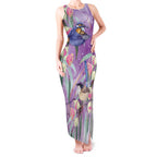 Australia Epilepsy Awareness Tank Maxi Dress Purple Fairy Wren with Eucalyptus Flowers - Aussie Hoodie