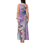 Australia Epilepsy Awareness Tank Maxi Dress Purple Fairy Wren with Eucalyptus Flowers - Aussie Hoodie