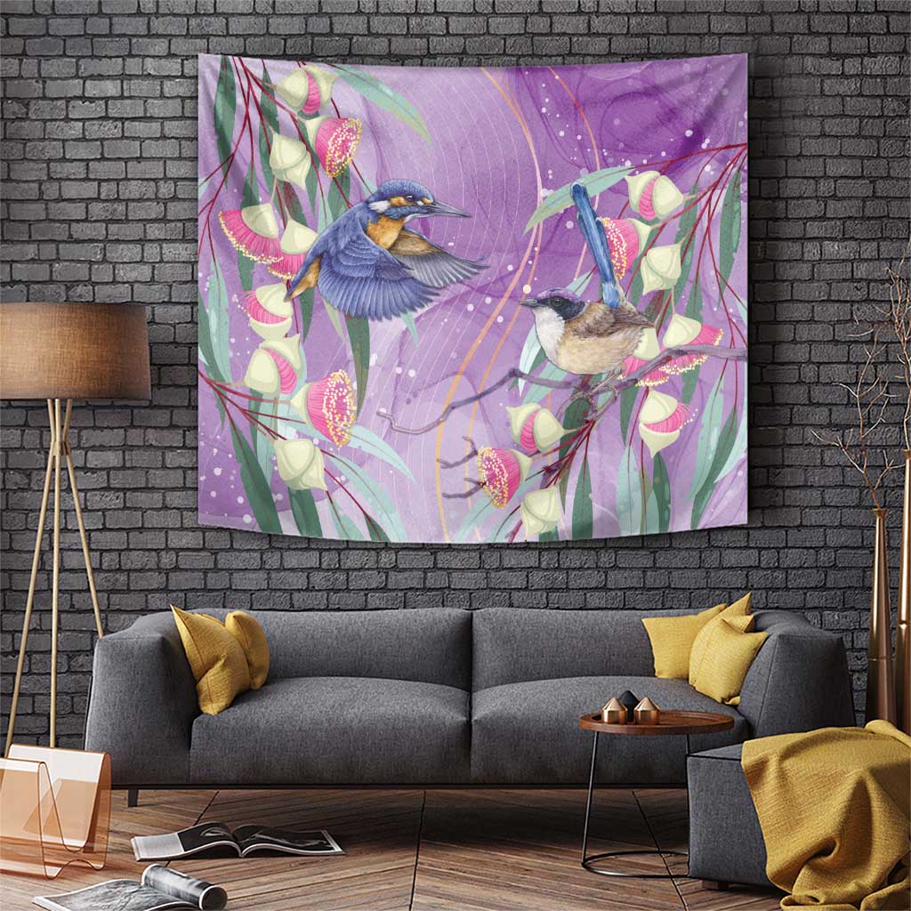 Australia Epilepsy Awareness Tapestry Purple Fairy Wren with Eucalyptus Flowers - Aussie Hoodie