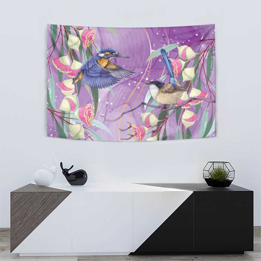 Australia Epilepsy Awareness Tapestry Purple Fairy Wren with Eucalyptus Flowers - Aussie Hoodie