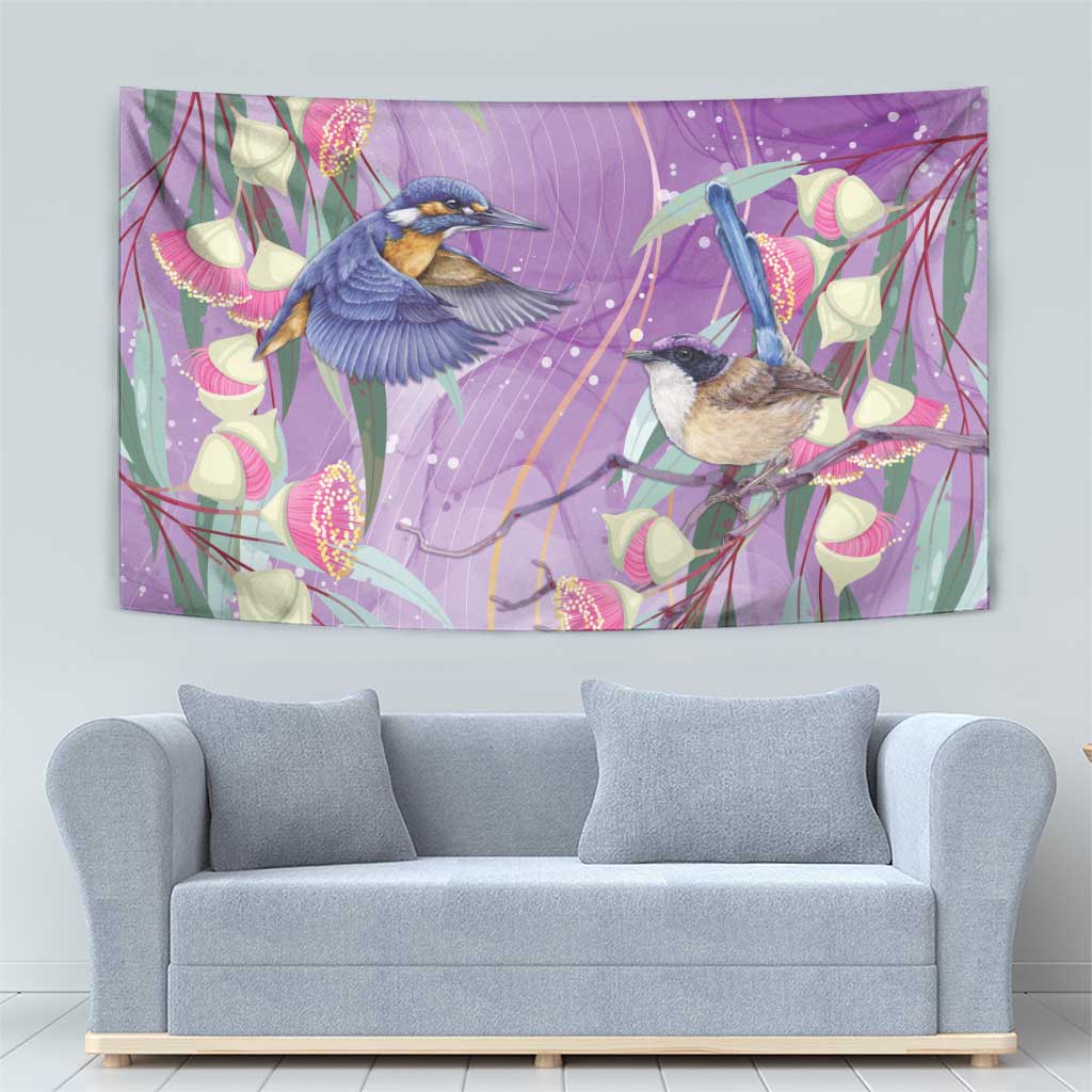 Australia Epilepsy Awareness Tapestry Purple Fairy Wren with Eucalyptus Flowers - Aussie Hoodie