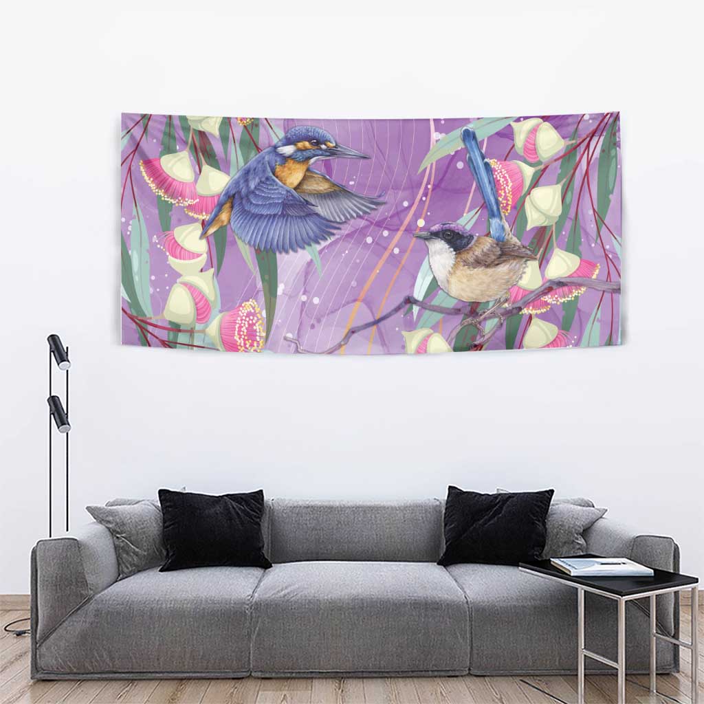 Australia Epilepsy Awareness Tapestry Purple Fairy Wren with Eucalyptus Flowers - Aussie Hoodie