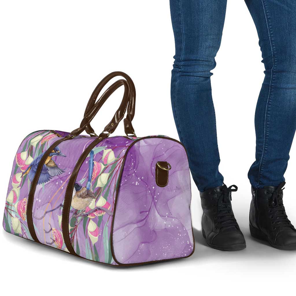 Australia Epilepsy Awareness Travel Bag Purple Fairy Wren with Eucalyptus Flowers - Aussie Hoodie