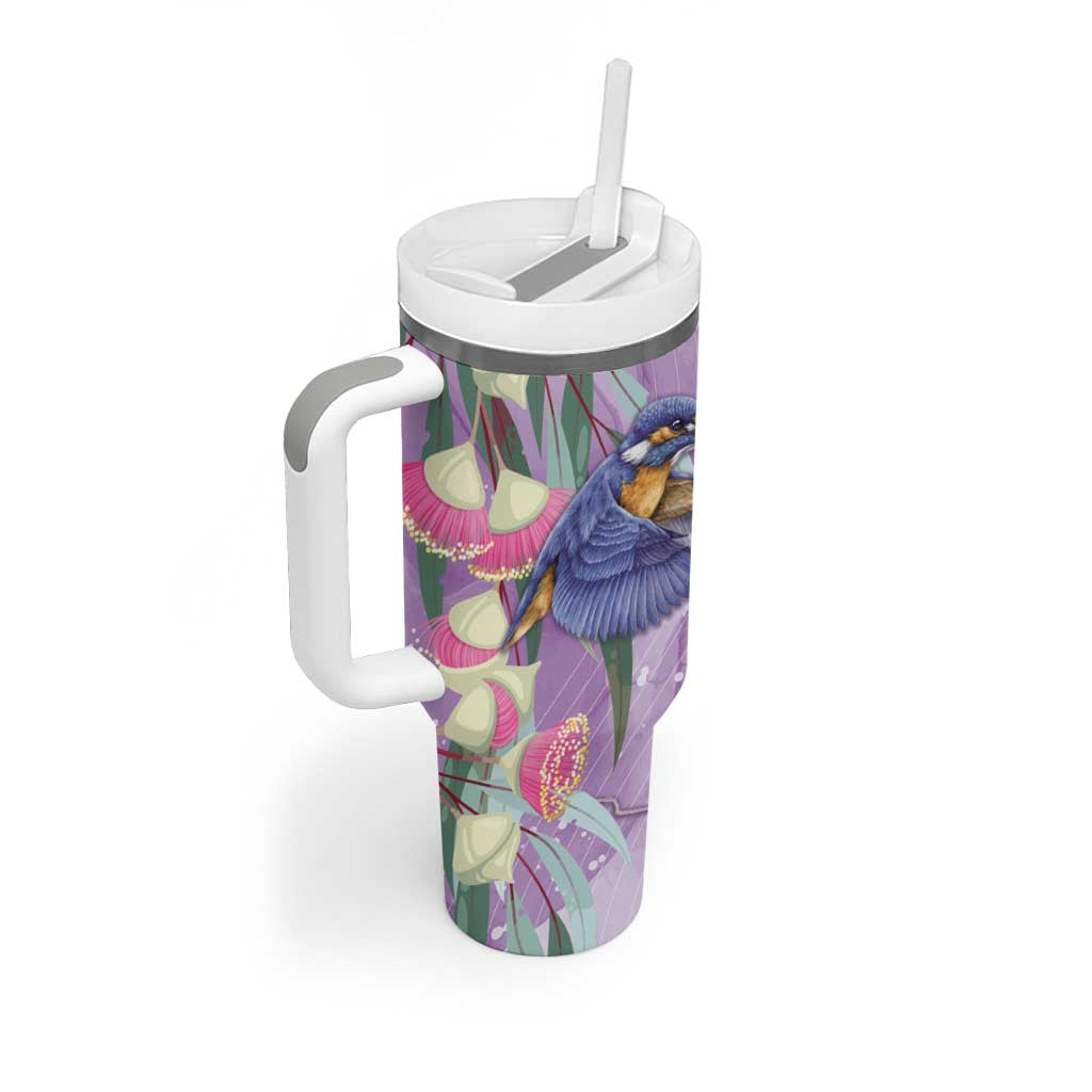 Australia Epilepsy Awareness Tumbler With Handle Purple Fairy Wren with Eucalyptus Flowers - Aussie Hoodie