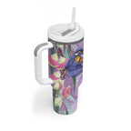 Australia Epilepsy Awareness Tumbler With Handle Purple Fairy Wren with Eucalyptus Flowers - Aussie Hoodie