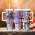 Australia Epilepsy Awareness Tumbler With Handle Purple Fairy Wren with Eucalyptus Flowers - Aussie Hoodie