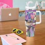 Australia Epilepsy Awareness Tumbler With Handle Purple Fairy Wren with Eucalyptus Flowers - Aussie Hoodie