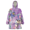 Australia Epilepsy Awareness Wearable Blanket Hoodie Purple Fairy Wren with Eucalyptus Flowers - Aussie Hoodie