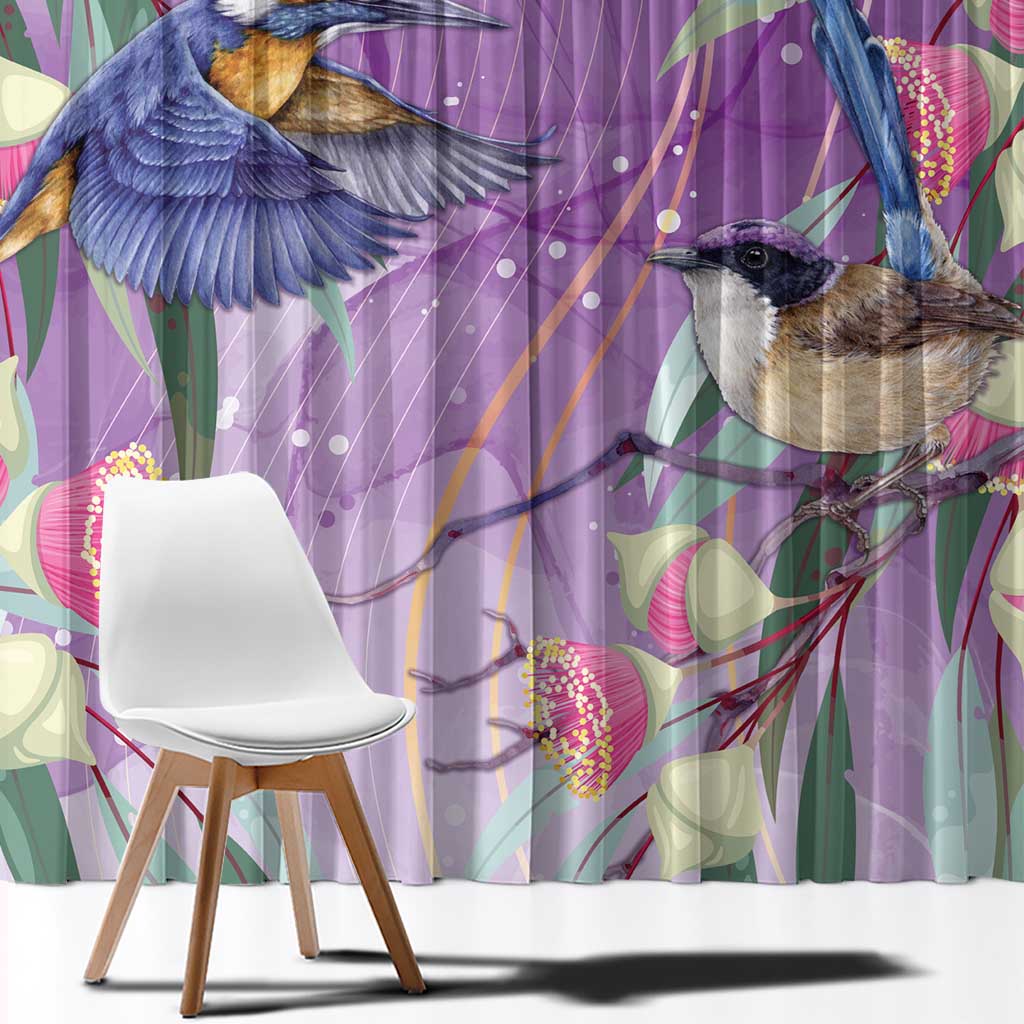 Australia Epilepsy Awareness Window Curtain Purple Fairy Wren with Eucalyptus Flowers - Aussie Hoodie