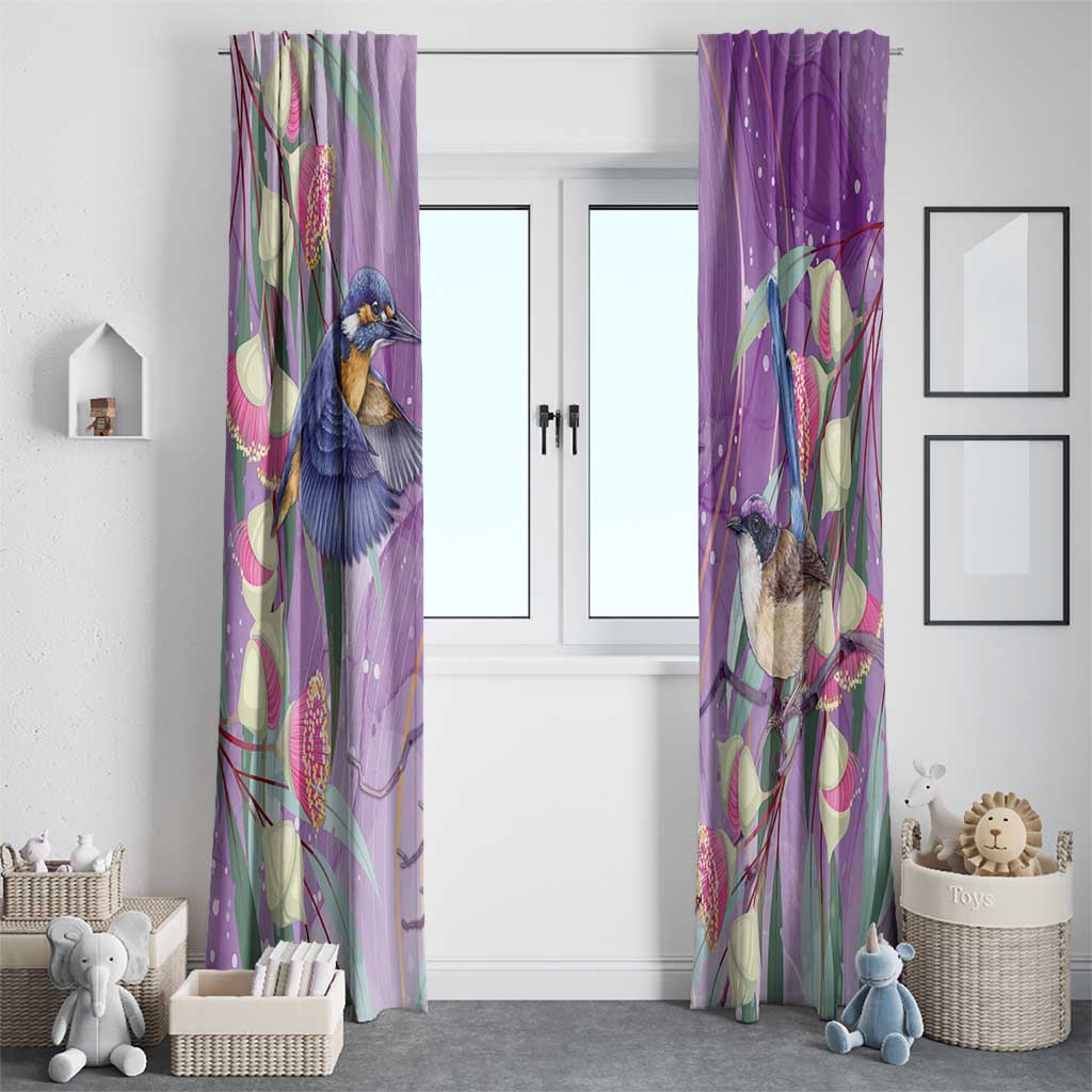 Australia Epilepsy Awareness Window Curtain Purple Fairy Wren with Eucalyptus Flowers - Aussie Hoodie