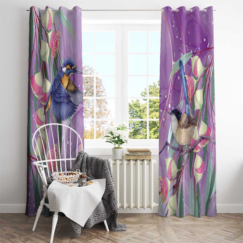 Australia Epilepsy Awareness Window Curtain Purple Fairy Wren with Eucalyptus Flowers - Aussie Hoodie